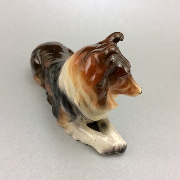 3 Vintage Collie Dog Figurines Made in Japan Glossy Ceramic Standing Laying Down - Picture 15 of 16